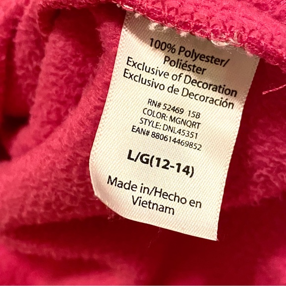 Danskin Now Quarter Zip Performance Fleece Hot Pink Magenta Pullover L (12-14) - Picture 11 of 13